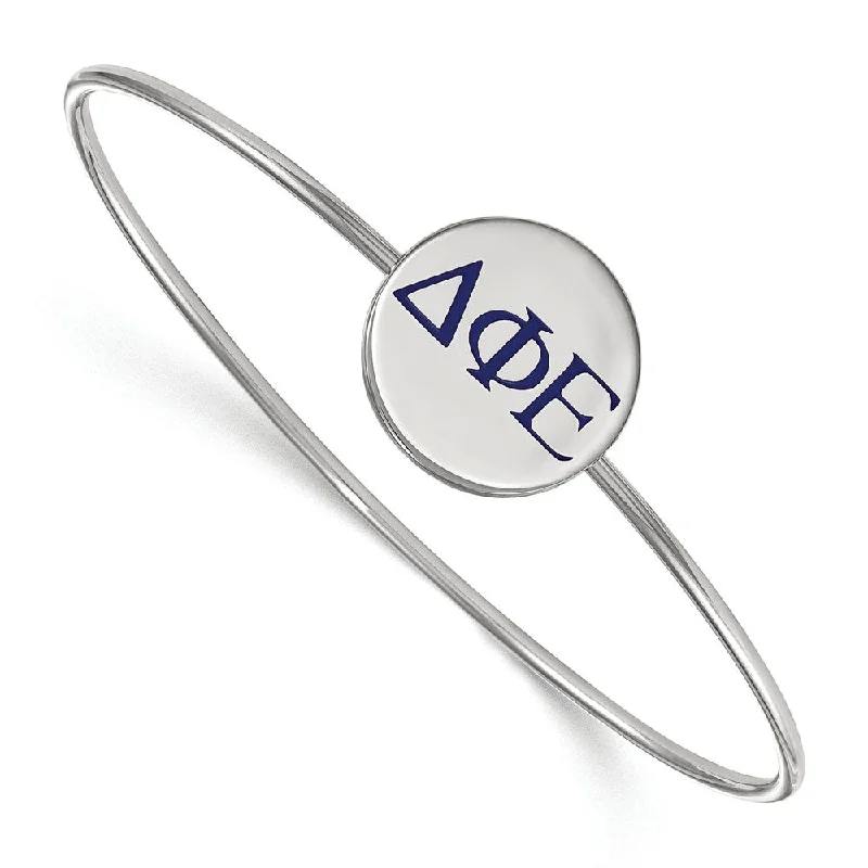 Sterling Silver Delta Phi Epsilon Enamel Greek Letters Bangle - 7 in.