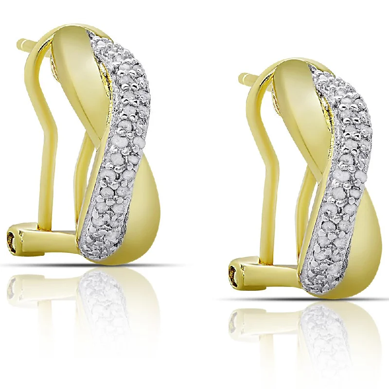 Finesque Sterling Silver or Gold over Silver 1/2ct TDW Diamond 'X' Design Half Hoop Earrings