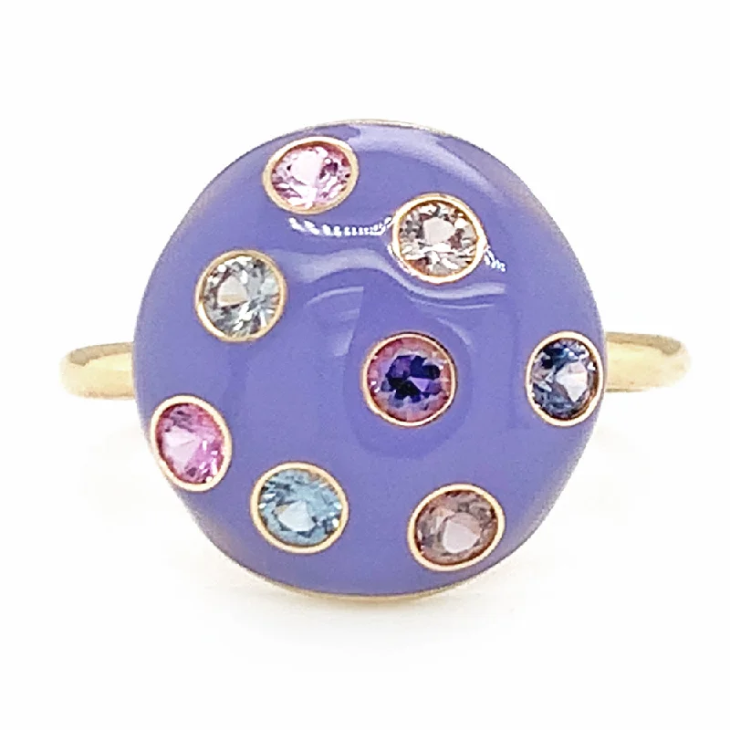 Montana Sapphire and Enamel Ring - "Purple Polka Dot"