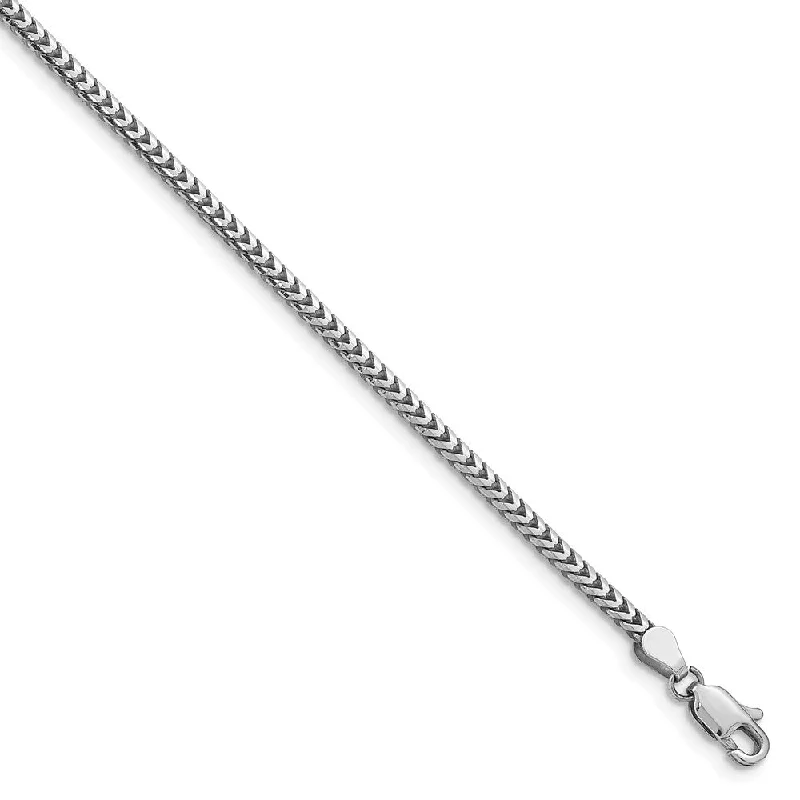 2.5mm, 14k White Gold, Solid Franco Chain Bracelet