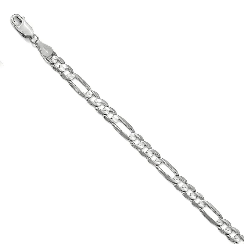 5.5mm 14k White Gold Flat Figaro Chain Bracelet