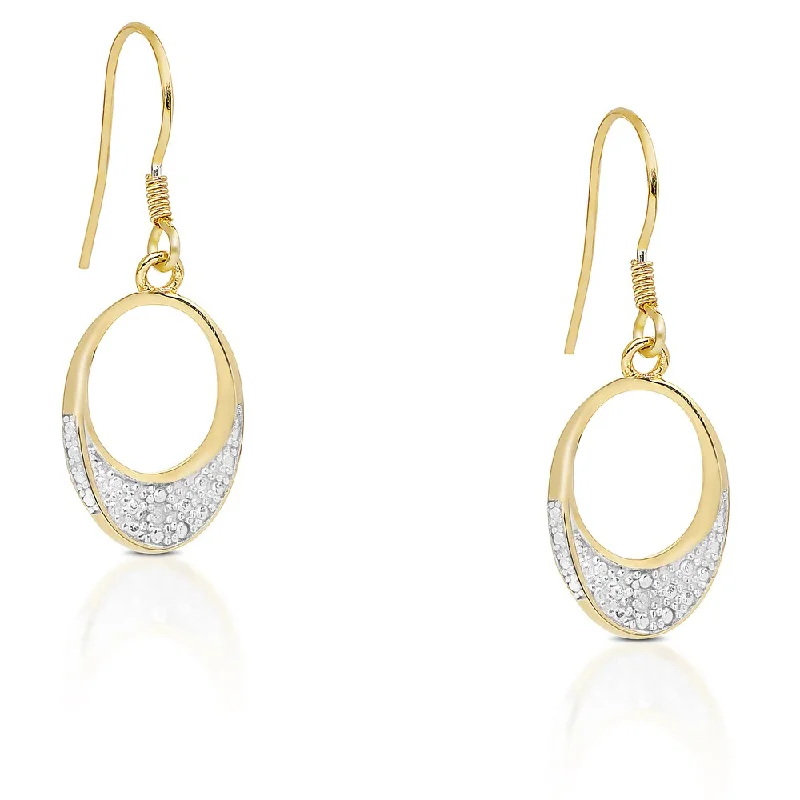 Finesque Gold Over Silver or Sterling Silver Diamond Accent Dangle Earrings