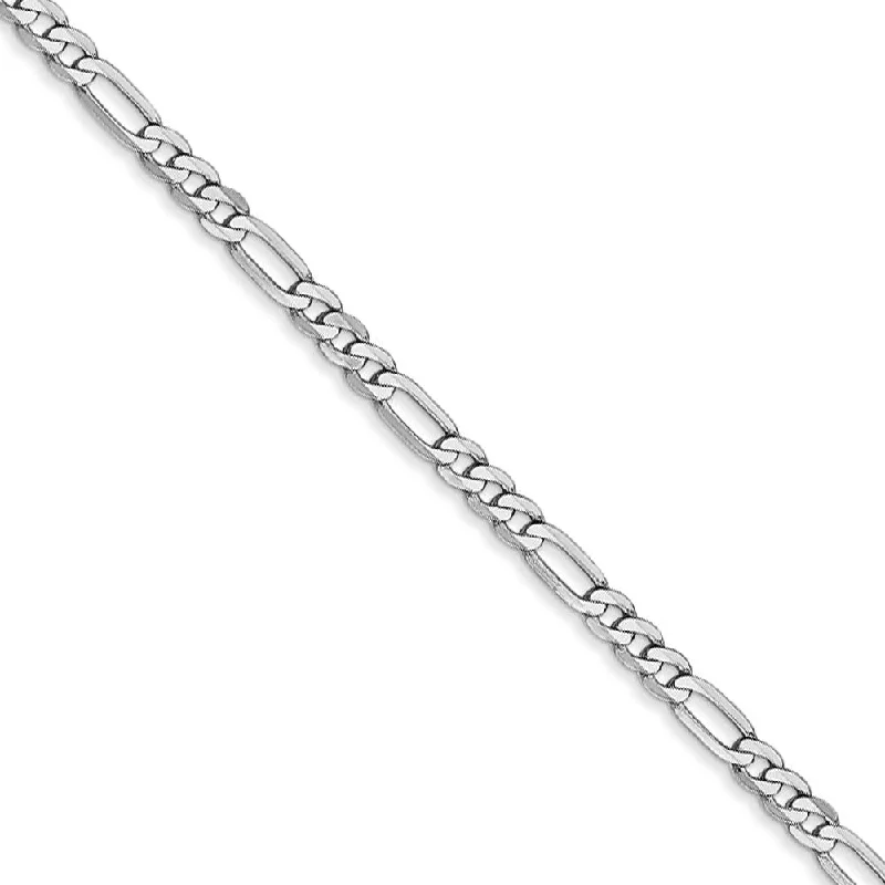 2.75mm, 14k White Gold, Flat Figaro Chain Bracelet