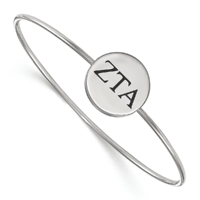 Sterling Silver Zeta Tau Alpha Enamel Bangle - 7 in.