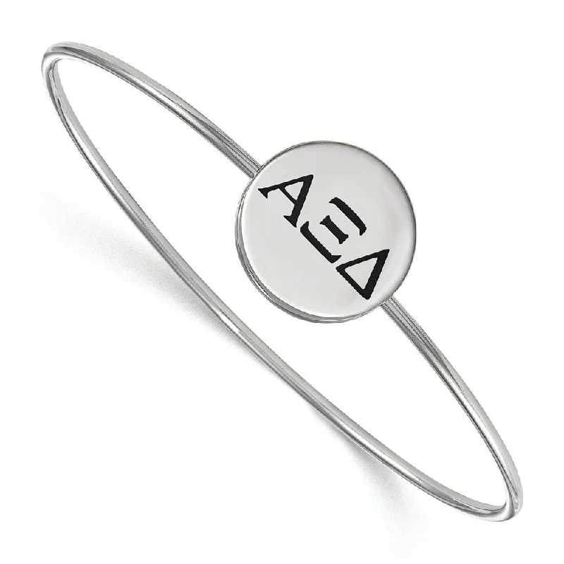 Sterling Silver Alpha Xi Delta Enamel Greek Letters Bangle - 7 in.