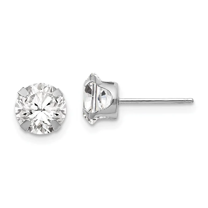 14k White Gold Madi K 6.5mm CZ Earrings (L-6.5 mm, W-6.5 mm)