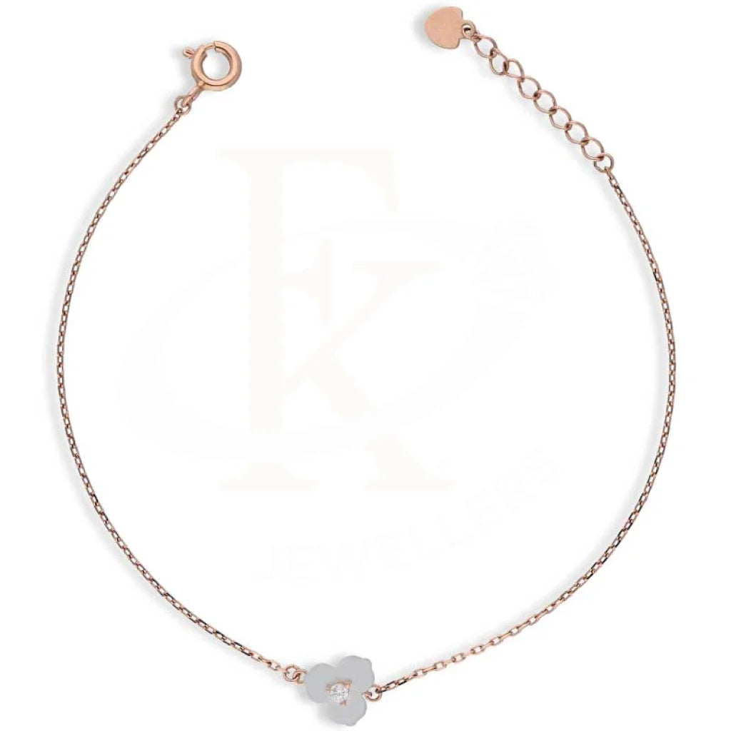 Sterling Silver 925 Rose Gold Plated Flower Bracelet - FKJBRLSL2782