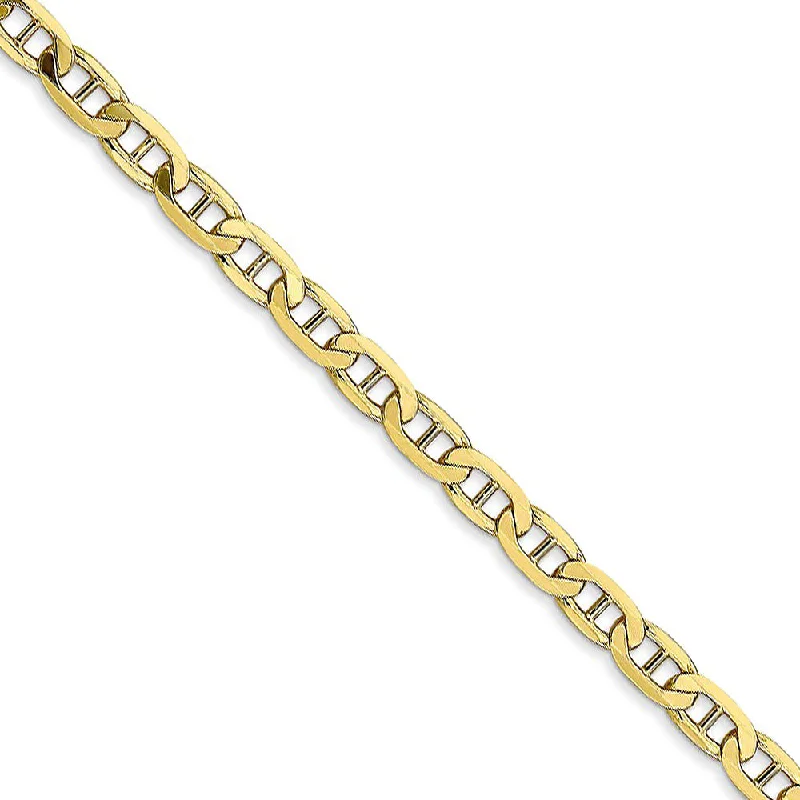 10k Yellow Gold 3.75mm Solid Concave Anchor Chain Bracelet