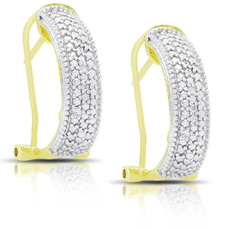 Finesque Gold Over Silver or Sterling Silver Diamond Accent Hoop Earrings