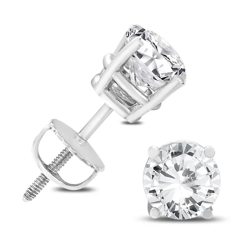 Marquee 14K White Gold 2 Carat TW Certified Round Diamond Solitaire Stud Earrings