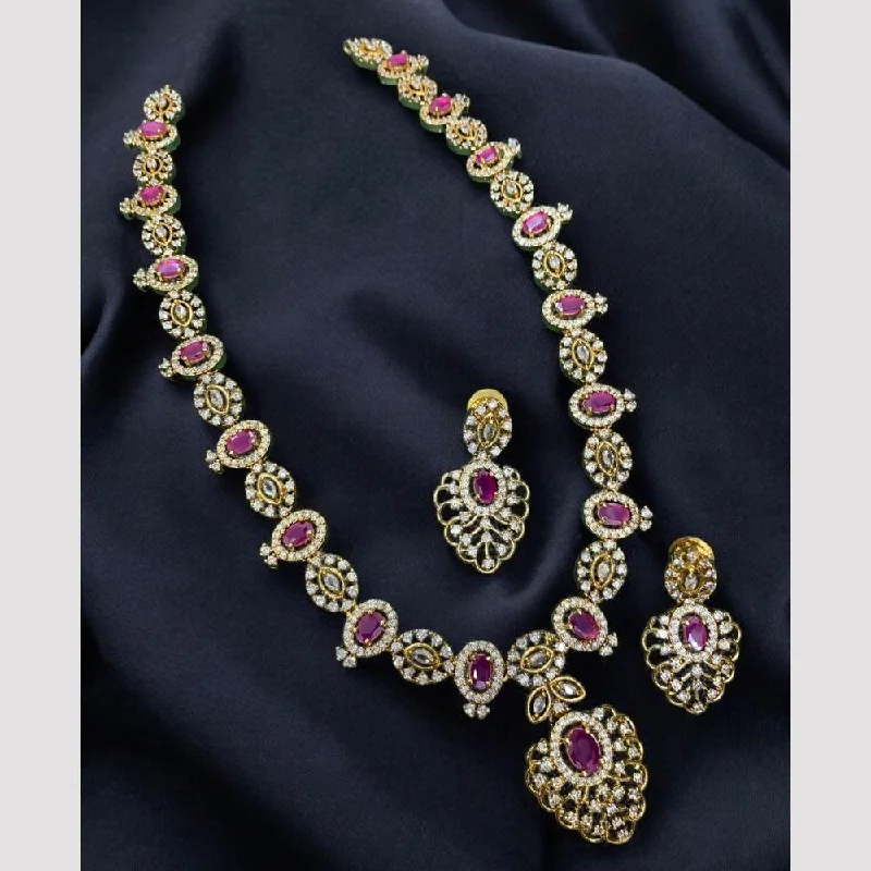 Sona Creation Gold Plated Pota Stone And Austrian Stone Necklace set