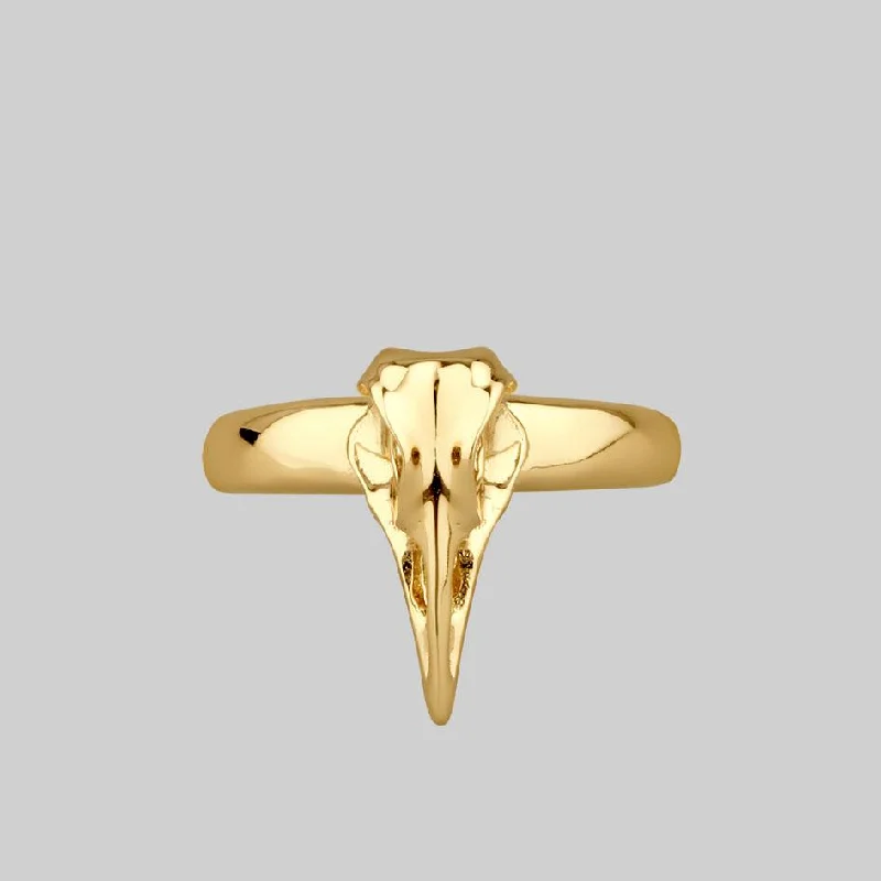 MERLA. Gold Raven Skull Ring