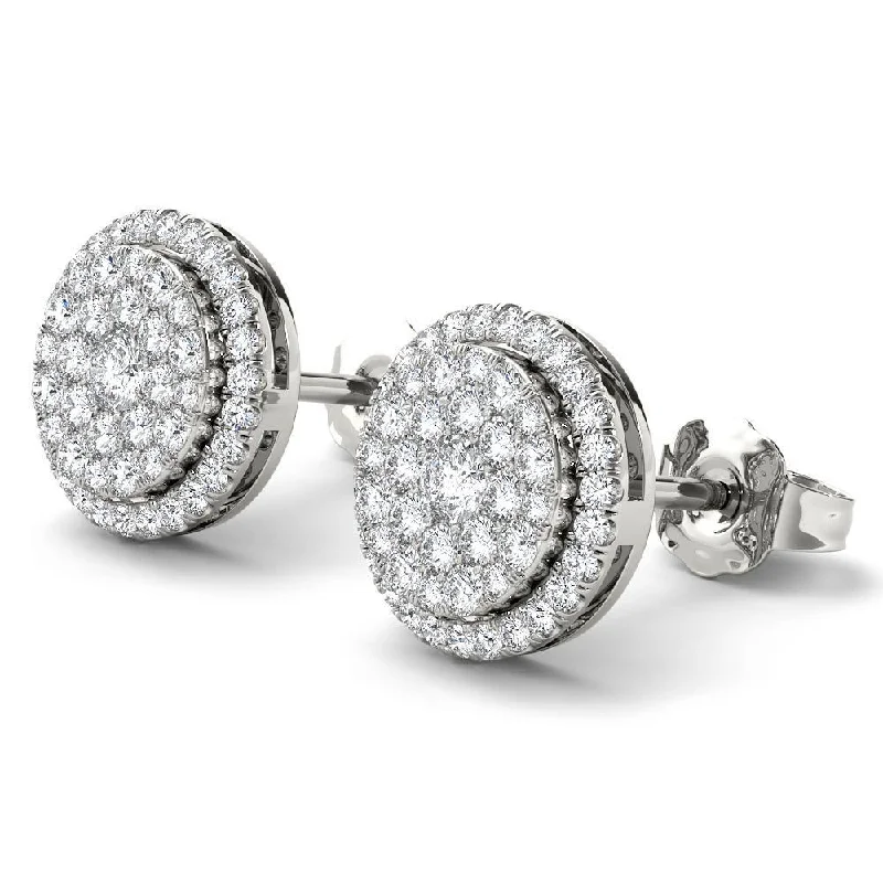 De Couer IGI Certified 14K White Gold 1/2ct TDW Diamond Halo Earrings - White H-I