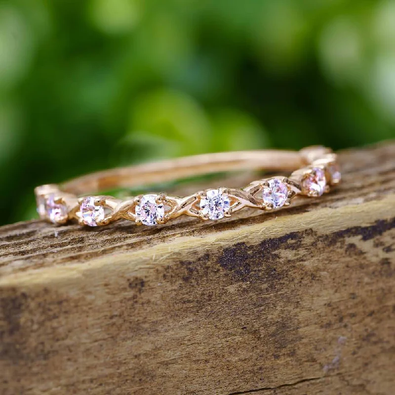 Diamond Half Eternity Band With Criss Cross Pattern