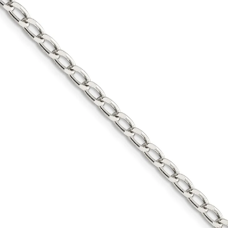 3.2mm, Sterling Silver Solid Open Curb Chain Bracelet