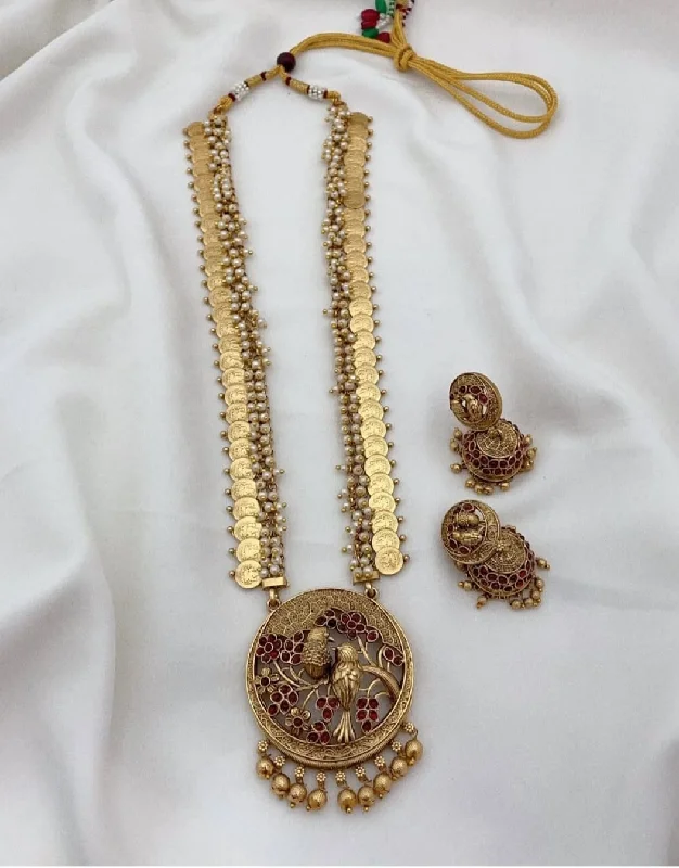 Joyful Jewel Art Matte Gold Plated Pota Stone Necklace Set