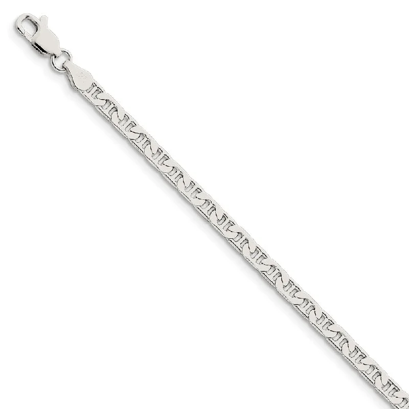 3.75mm, Sterling Silver, Flat Anchor Chain Bracelet