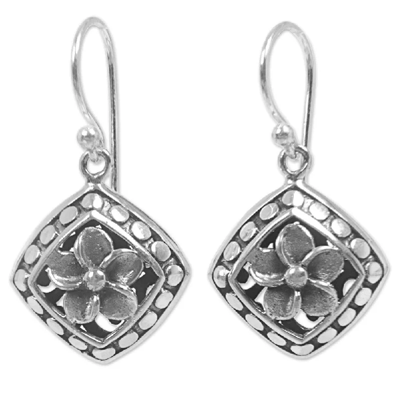 Handmade Sterling Silver Sacred Flower Earrings (Indonesia) - 1.1L*0.6W