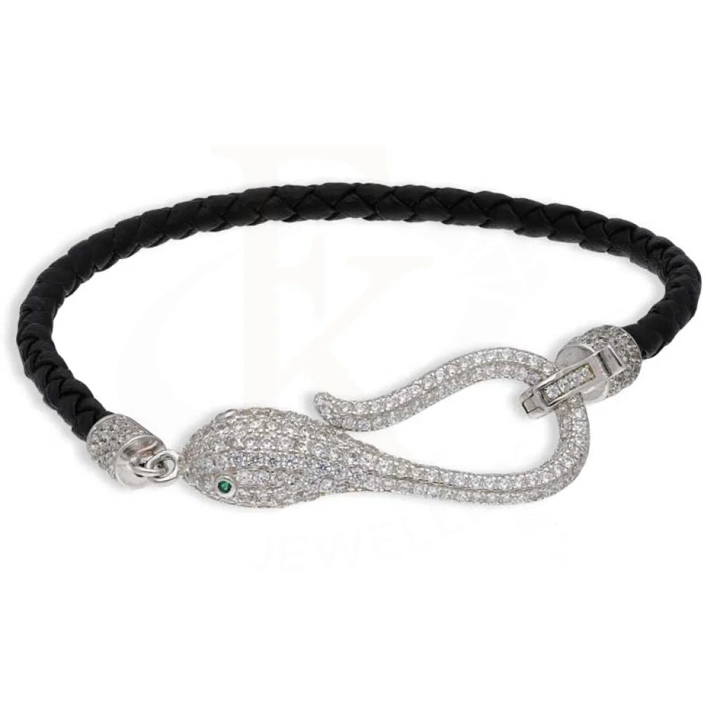 Sterling Silver 925 Leather Bracelet - FKJBRLSL2858