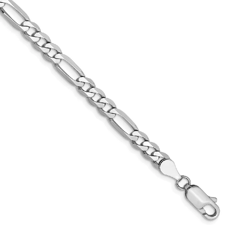 4.5mm, 14k White Gold, Flat Figaro Chain Bracelet