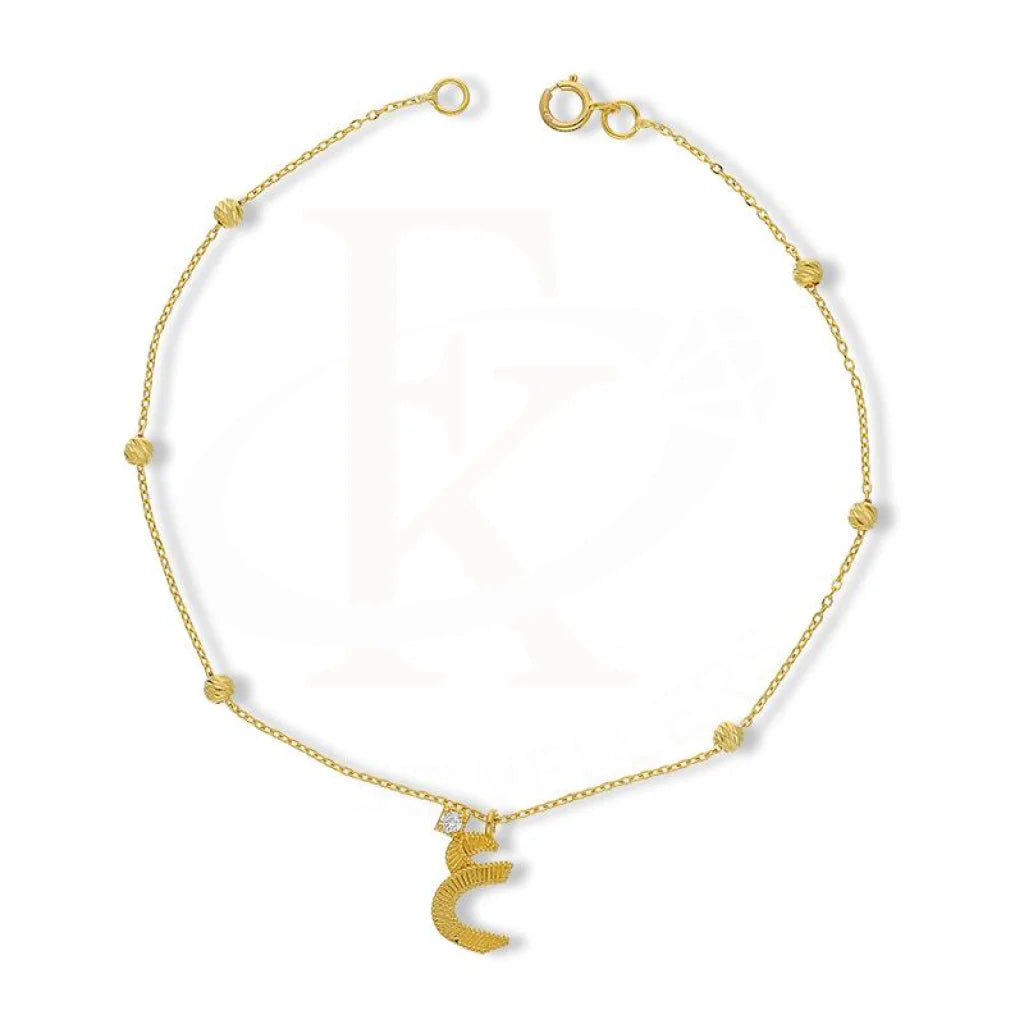 Gold Hanging Arabic Alphabet غ Bracelet 21KT - FKJBRL21K2255