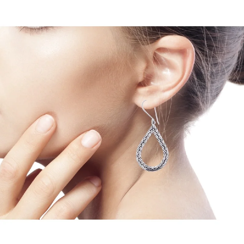 Sterling Silver 'Braided Teardrop' Earrings - 2.2L*1W