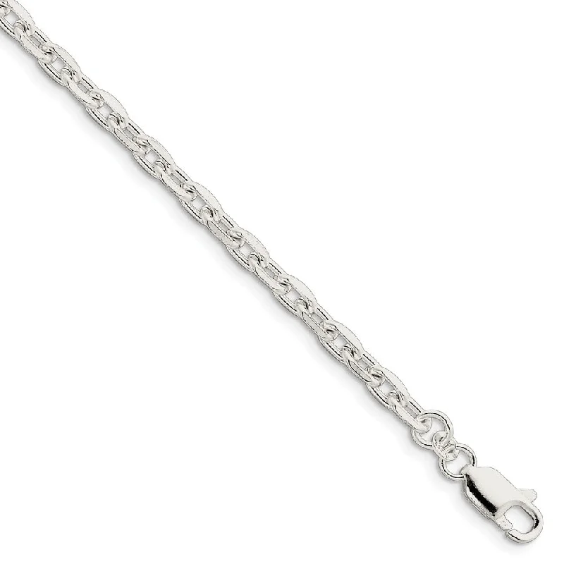 4.9mm, Sterling Silver Solid Beveled Cable Chain Bracelet