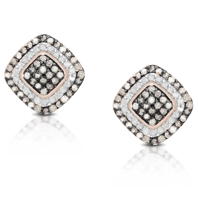 Finesque 1/3ct TDW Brown and White Fashion Diamond Stud Earrings