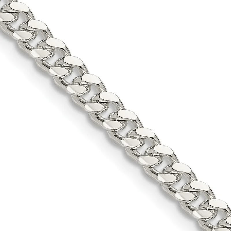 4mm Sterling Silver Solid D/C Domed Curb Chain Bracelet