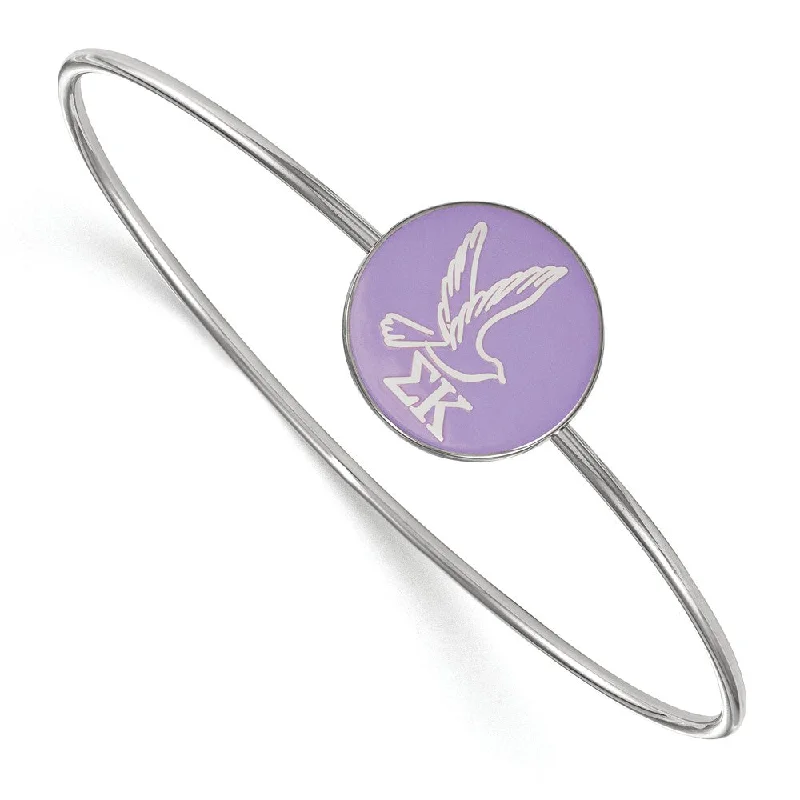 Sterling Silver Sigma Kappa Enamel Bangle - 7 in.