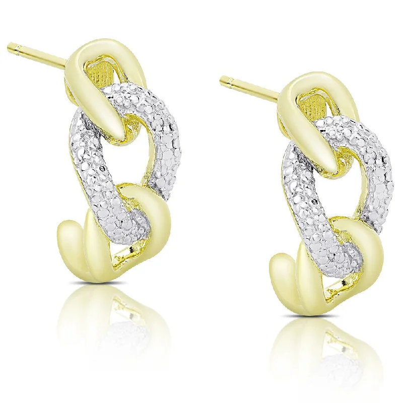 Finesque Gold Over Silver Diamond Accent Intertwine Half Hoop Earrings