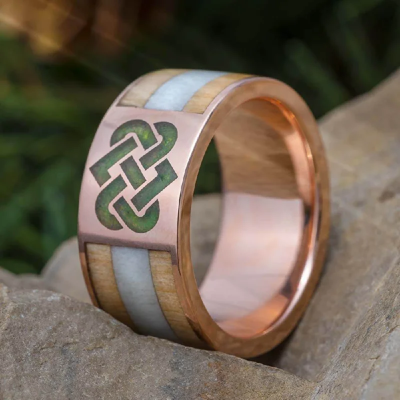 Unique Celtic Knot Wedding Band With Crushed Stones