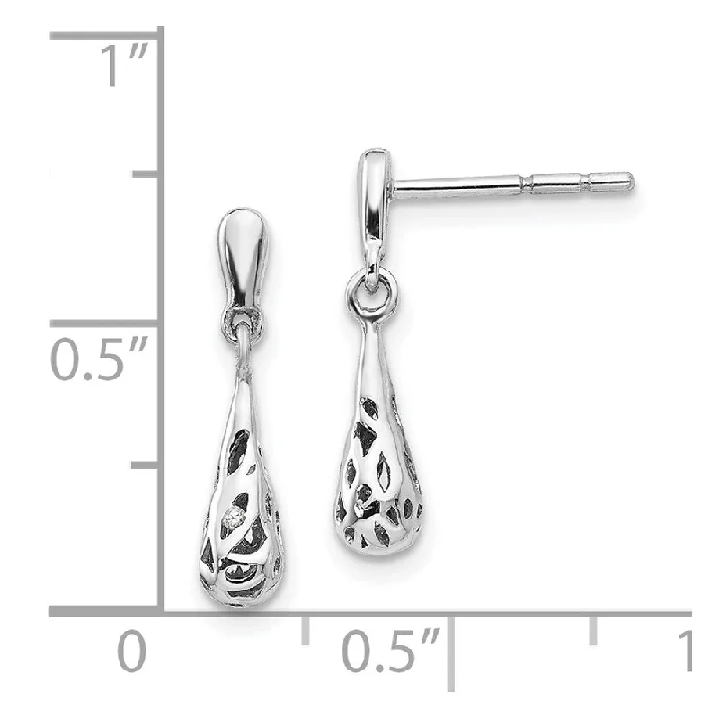 925 Sterling Silver Diamond Dangle Earrings (L-17 mm, W-5 mm)