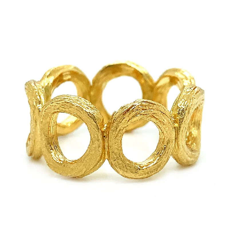 Yellow Gold Textured Ring- "Round Link Arbor Band"