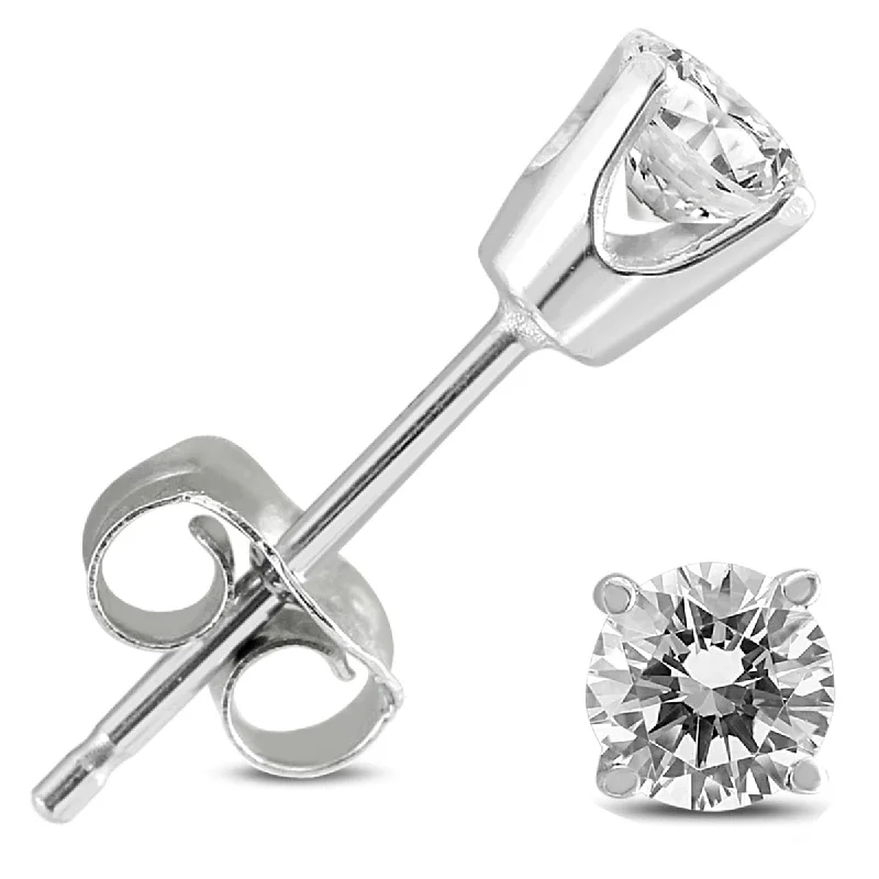 Marquee Certified (J-K Color, SI1-SI2 Clarity) 1/4 Carat TW Round Diamond Solitaire Stud Earrings In 14k White Gold