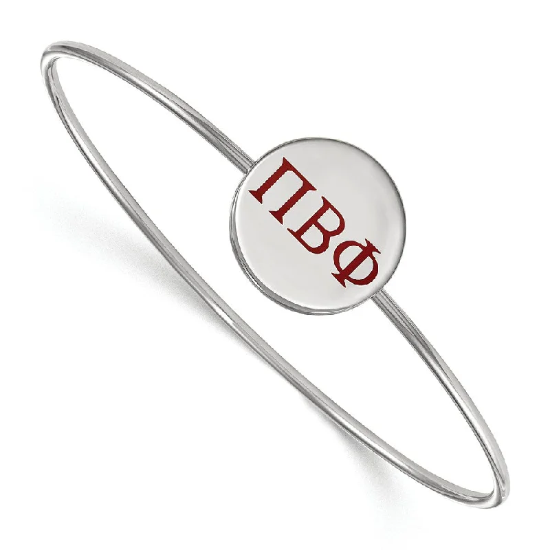 Sterling Silver Pi Beta Phi Enamel Red Greek Letters Bangle - 7 in.