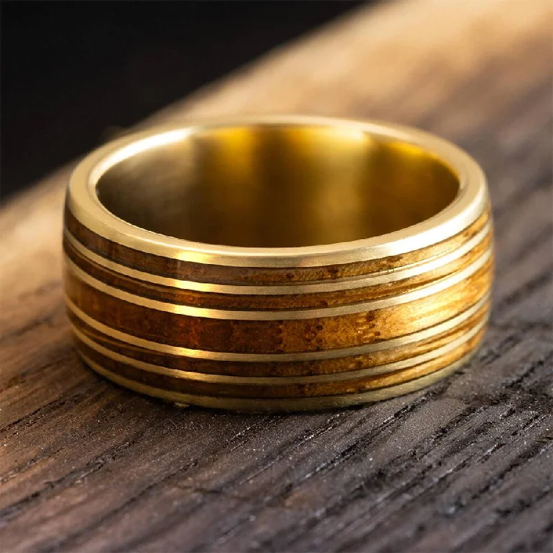 Whiskey Barrel Wedding Band in Yellow Gold