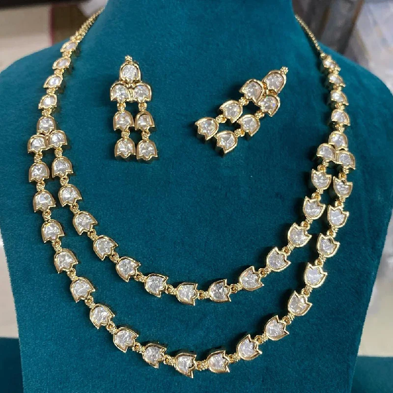 Amoliya Jewels Gold Plated Polki Kundan Necklace Set