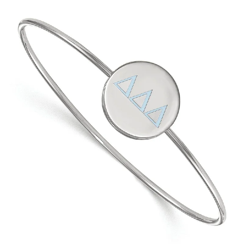 Sterling Silver Delta Delta Delta Enamel Greek Letters Bangle - 7 in.