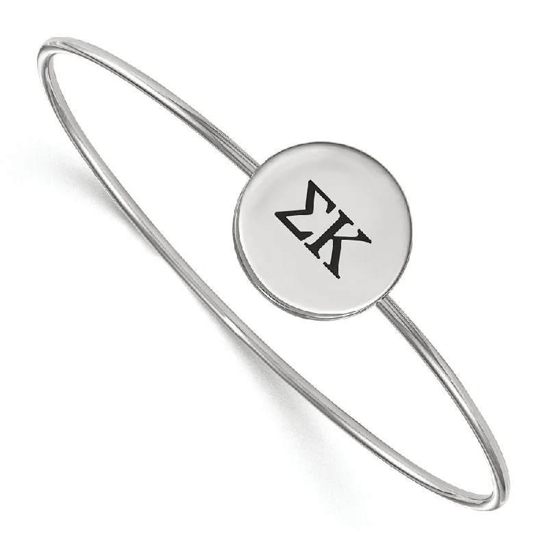 Sterling Silver Sigma Kappa Enamel Greek Letters Bangle - 7 in.