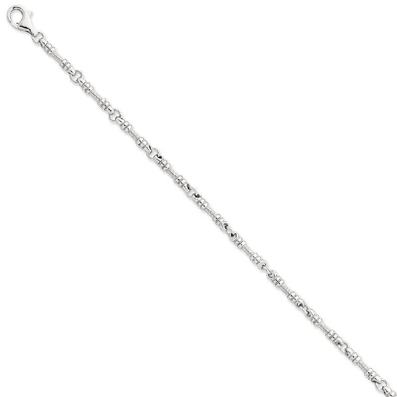 3.25mm 14k White Gold Fancy Link Chain Bracelet