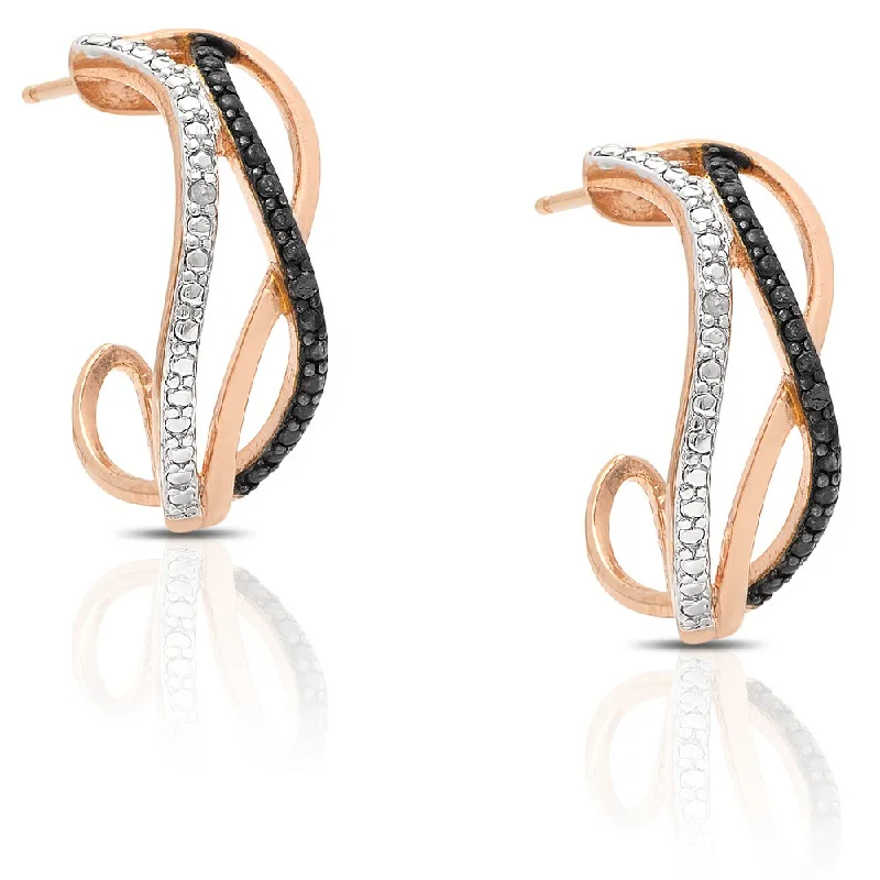 Finesque Rose Gold Over Sterling Silver Diamond Accent Infinity Design Half Hoop Earrings