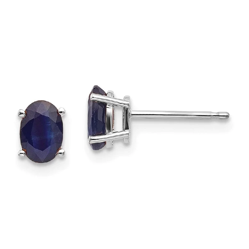 14k White Gold 6x4mm Gemstone Stud Earrings (L-6 mm, W-4 mm)