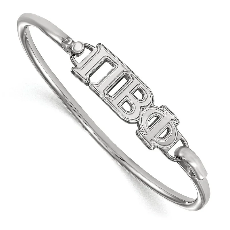 Sterling Silver Pi Beta Phi Small Clasp Bangle - 8 in.