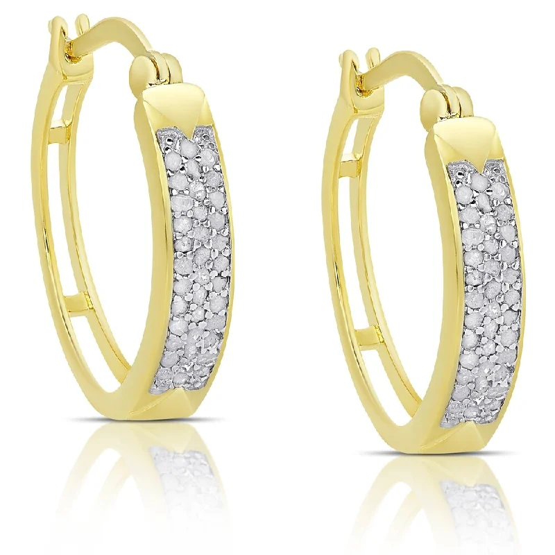 Finesque Sterling Silver or Gold over Silver 1/2ct TW Diamond Earrings