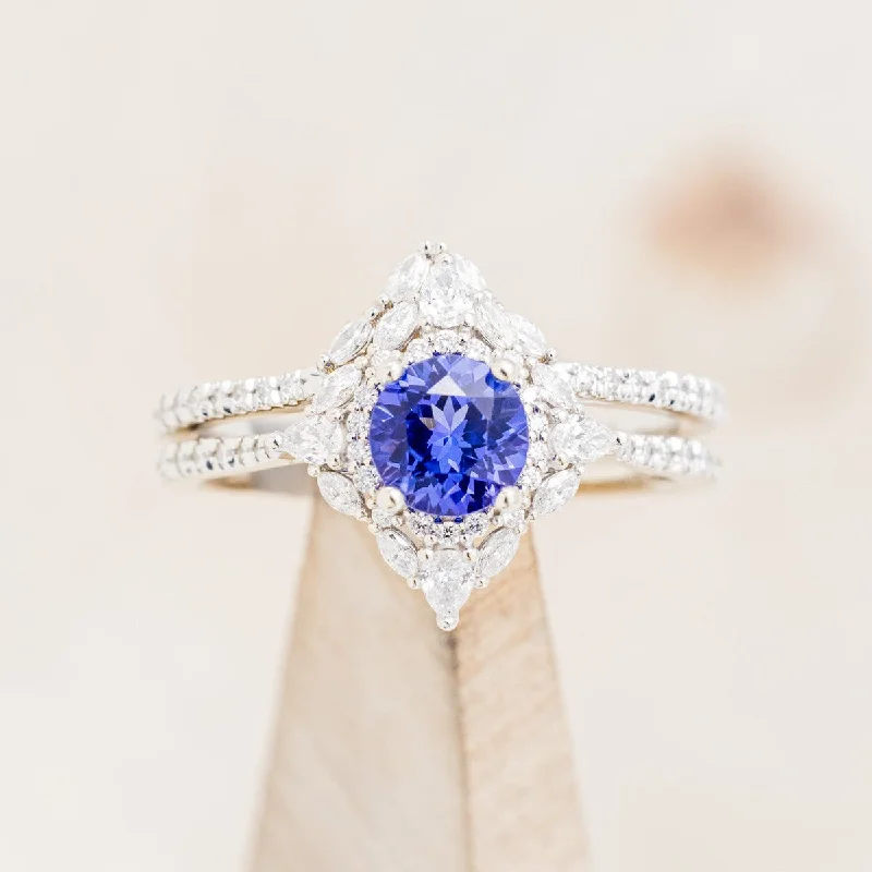 "NORTH STAR" - ROUND CUT TANZANITE ENGAGEMENT RING WITH DIAMOND ACCENTS & TRACER