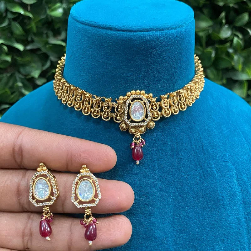 Royal Kundan Jewellery Gold Plated Polki Kundan Necklace Set