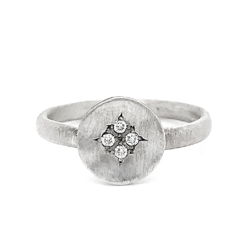 Sterling Silver & Diamond Ring - "Four Star Wave"