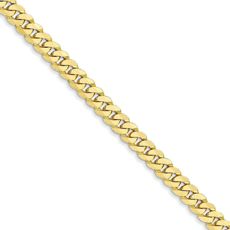 3.9mm 10k Yellow Gold Solid Flat Beveled Curb Chain Bracelet